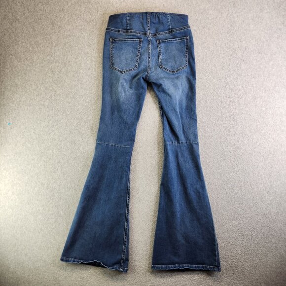 Free People Jeans Womens 26 Blue We The Free Penny Pull On Flare Low Rise FP - Picture 4 of 16